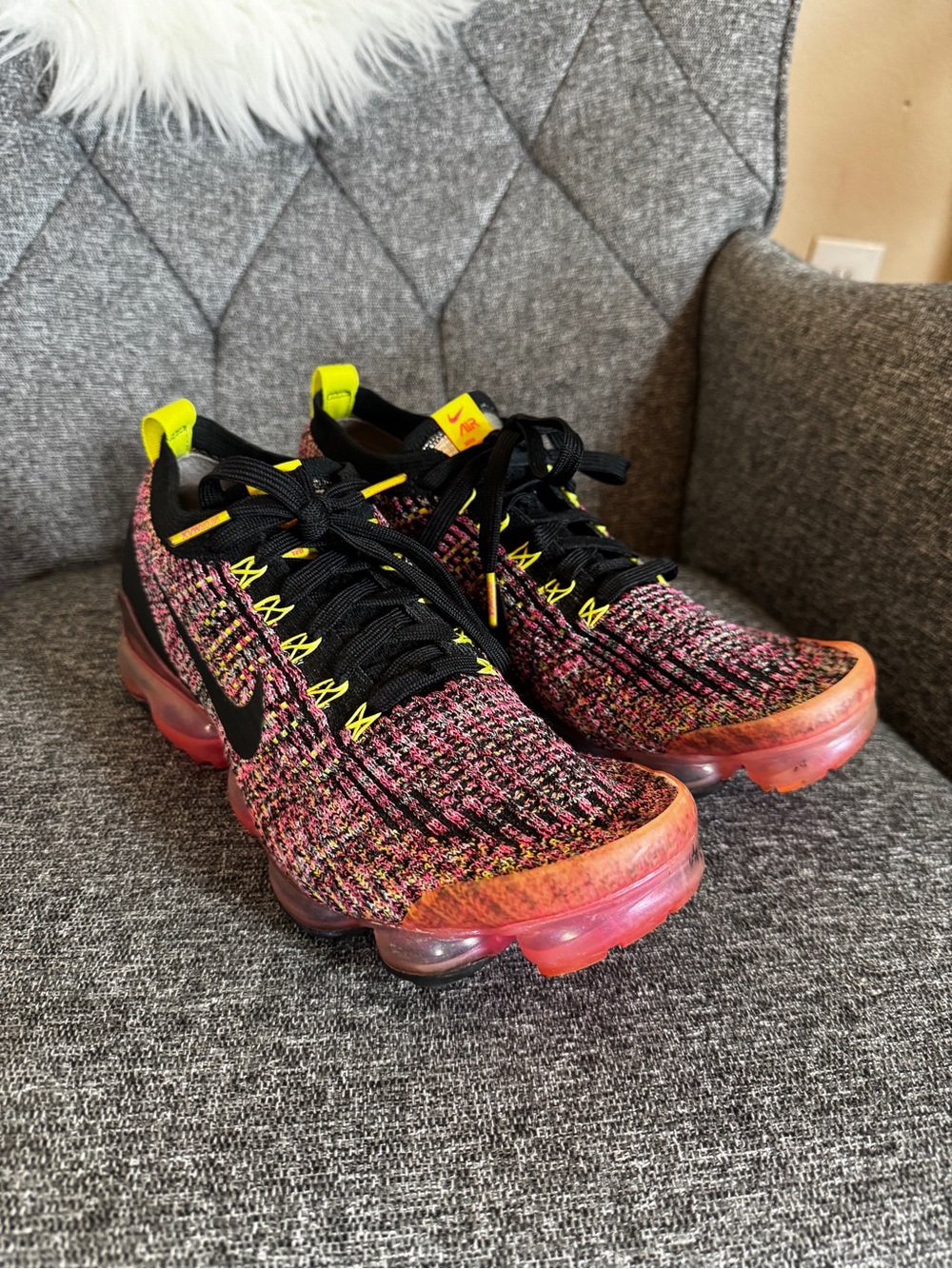 Nike Women’s Pink Black Multi Flyknit VaporMax Sneakers